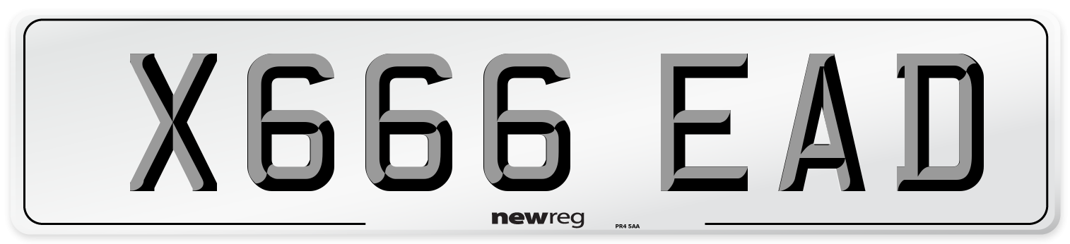 X666 EAD Number Plate from New Reg